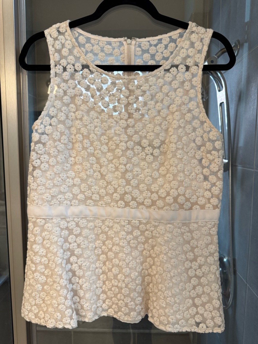 Banana Republic Ivory Floral Embroidered Sleeveless Top